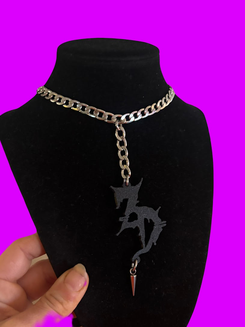 Custom studded stainless steel chain link necklace-3d printed charms