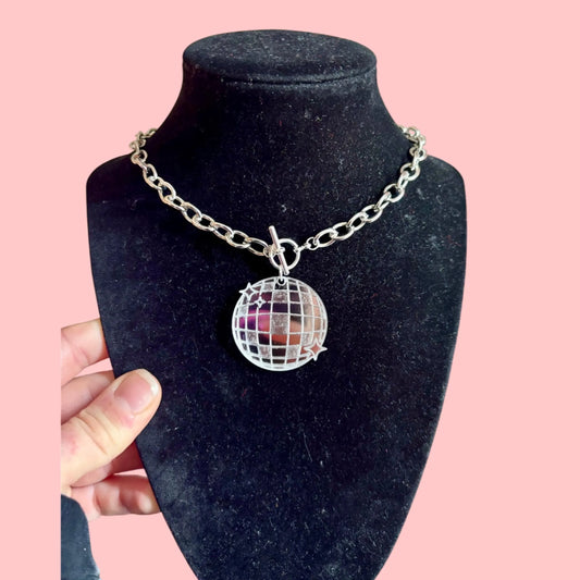 disco ball tiff & co style necklace