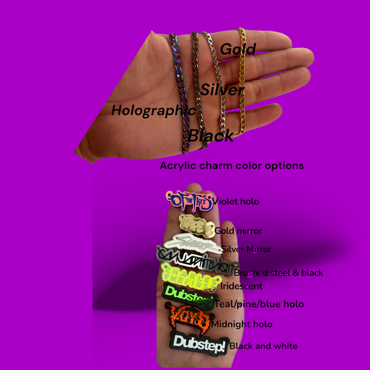 Custom stainless steel (silver/gold) thin chain name necklace