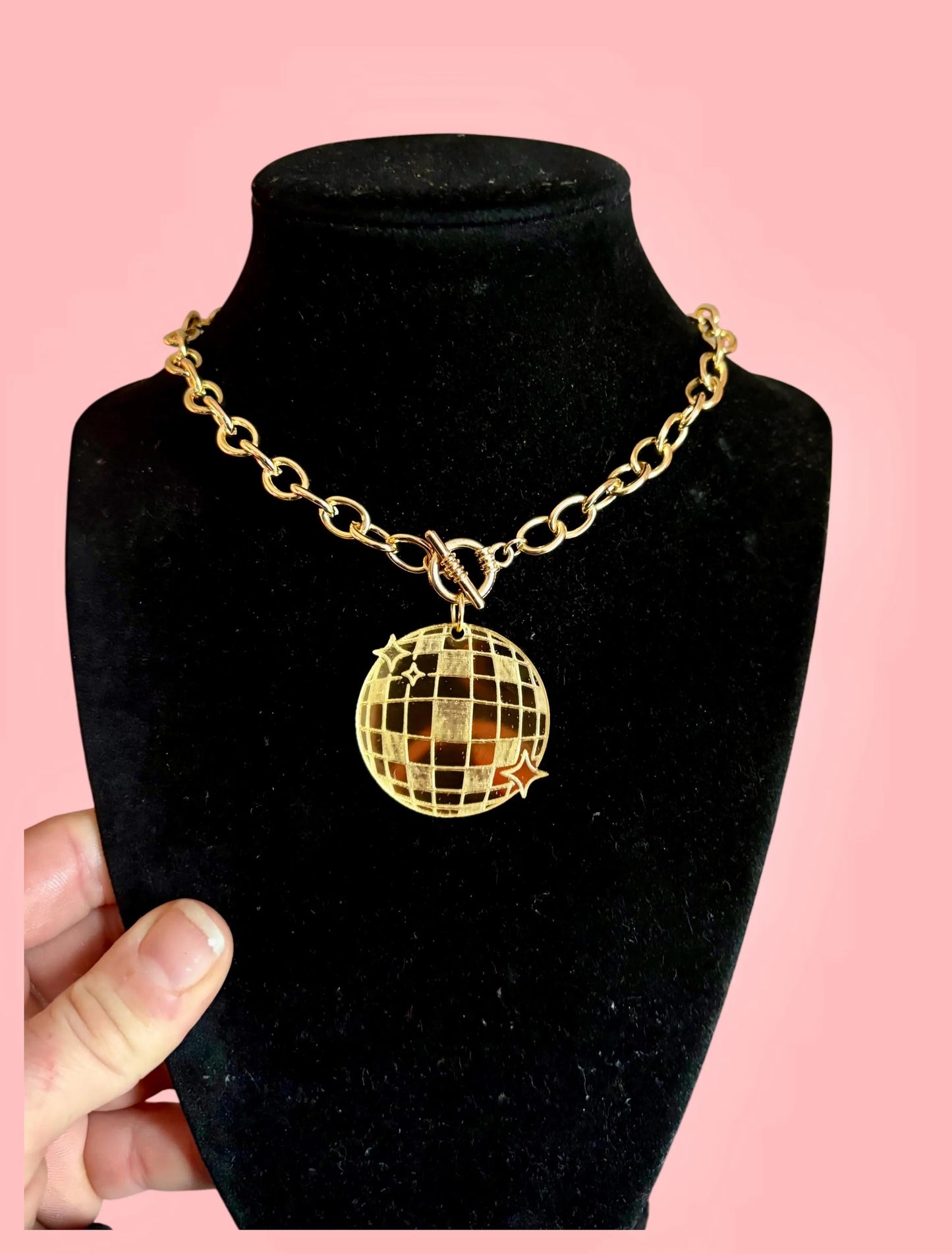 disco ball tiff & co style necklace