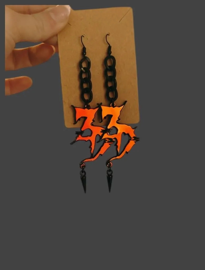 customizable black and midnight holographic studded chain link earrings