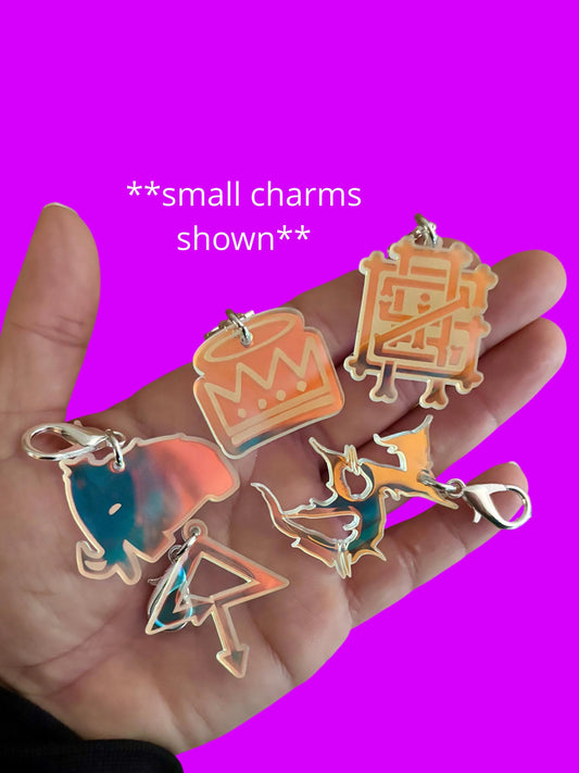 Customizable iridescent acrylic edm charms