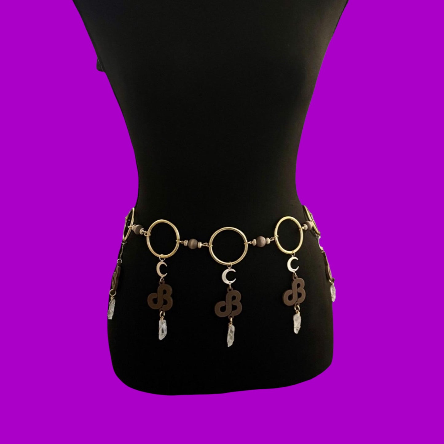Customizable beaded moon crystal belt