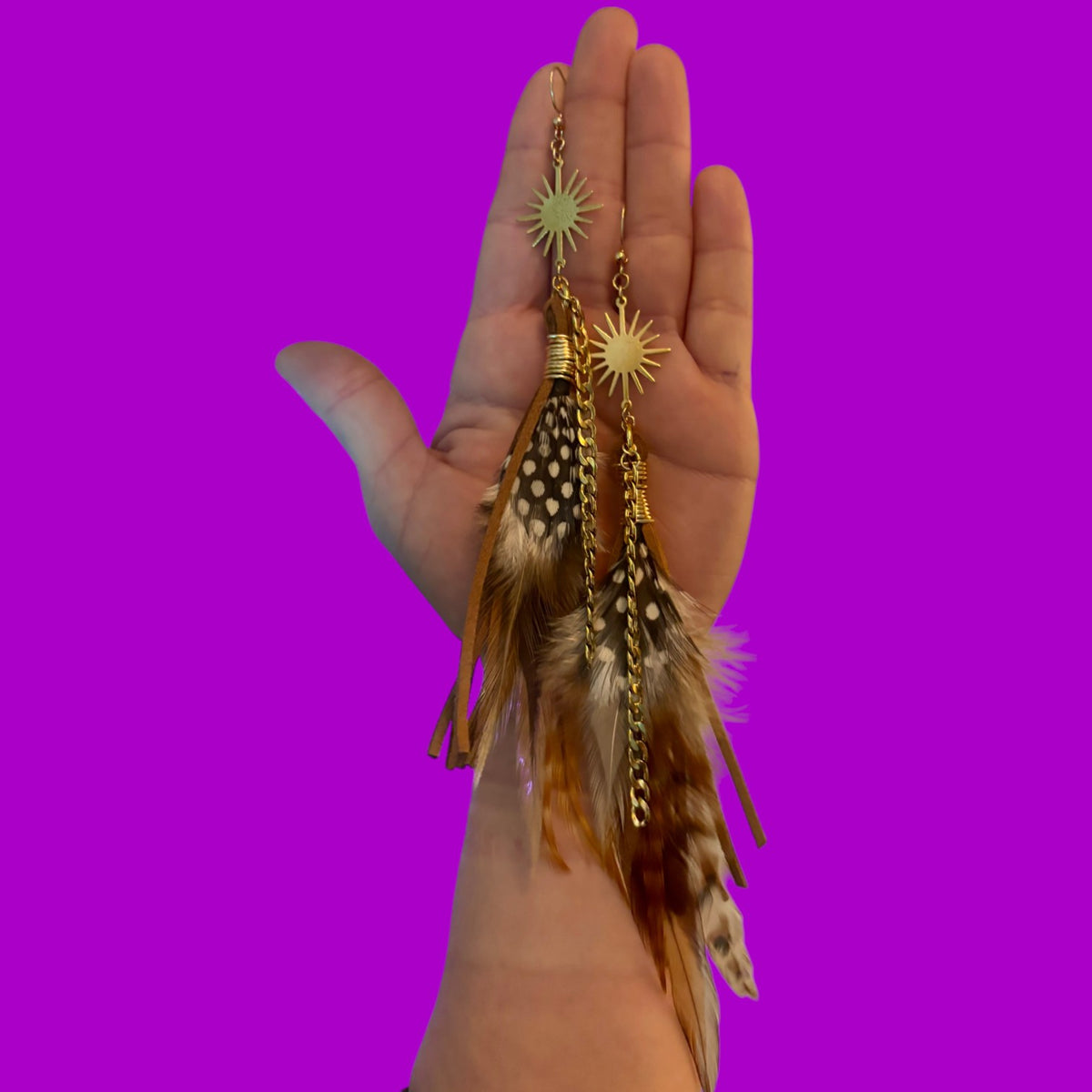 Sparkle Feather Tassel Earrings
