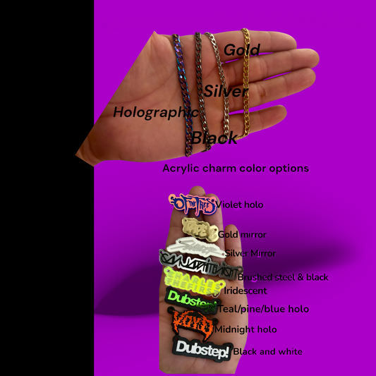 Customizable LL stainless steel & acrylic necklace stack (available together or separately)