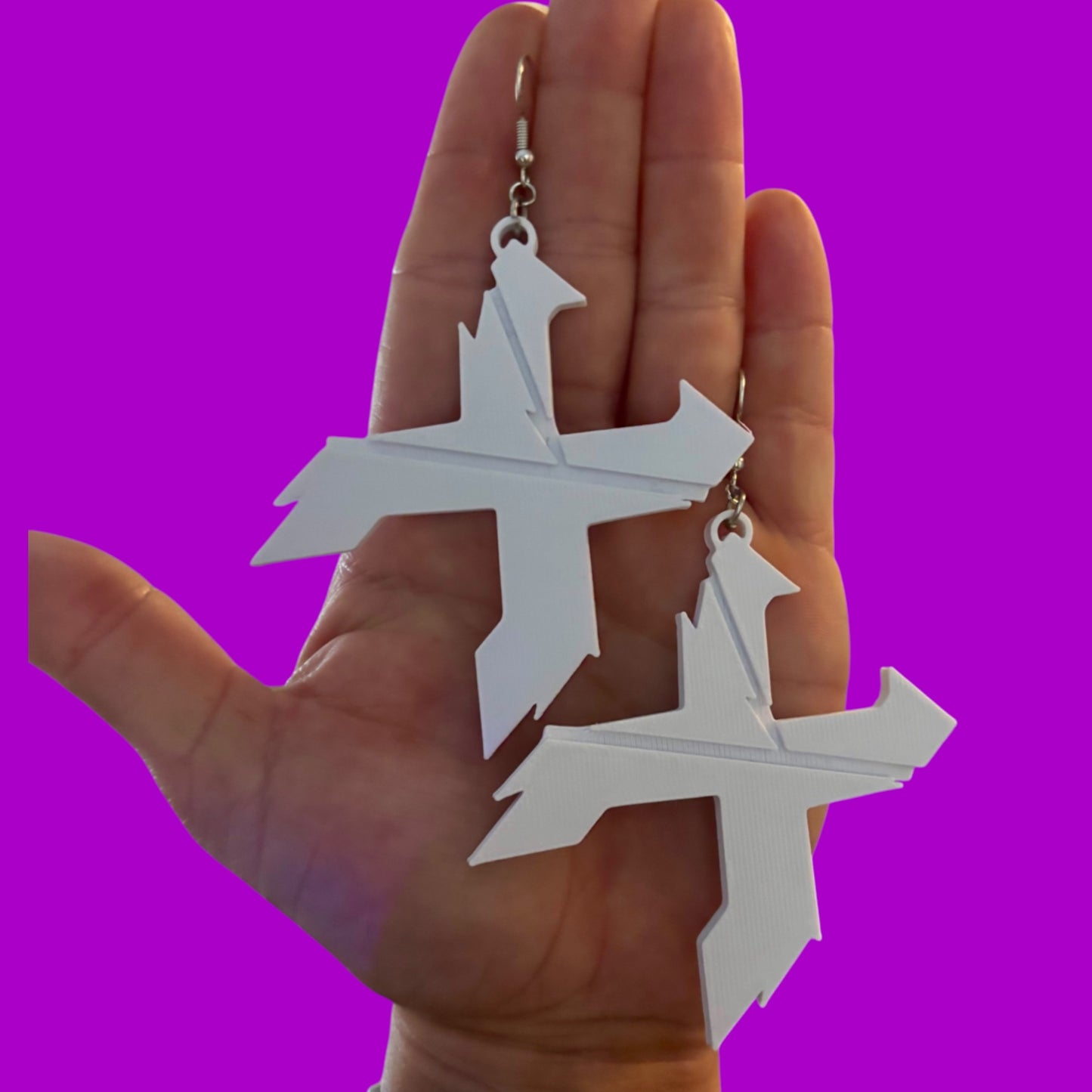 Large white 3d printed X earrings