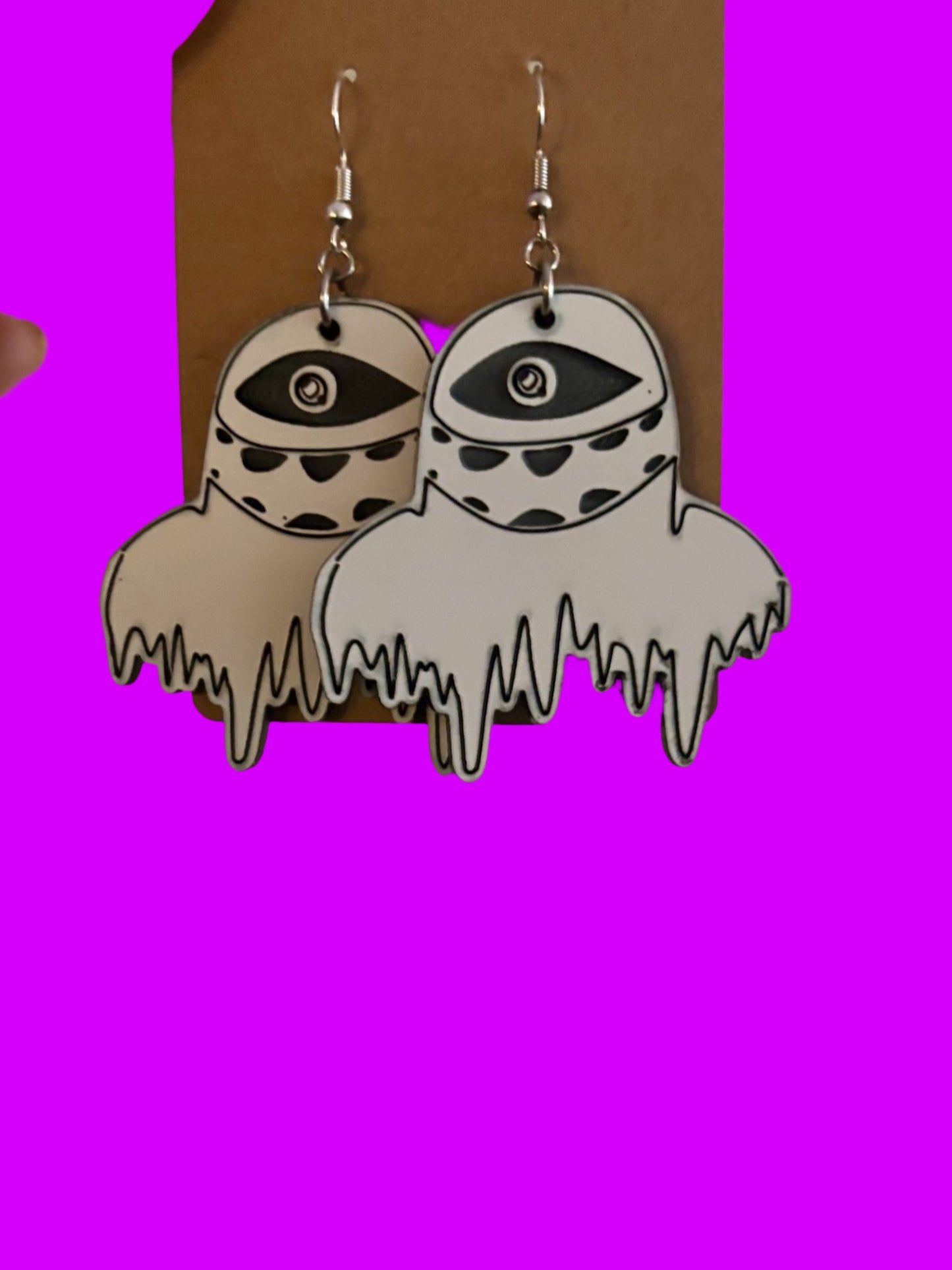 Customizable black and white edm acrylic earrings