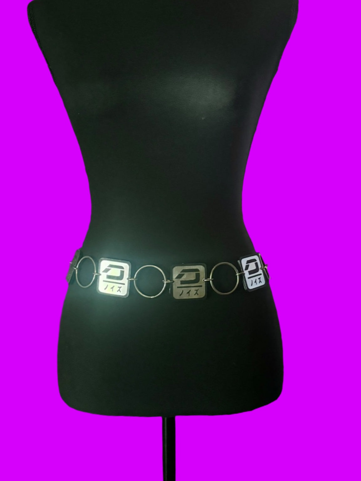 Customizable steel and black acrylic ring belt