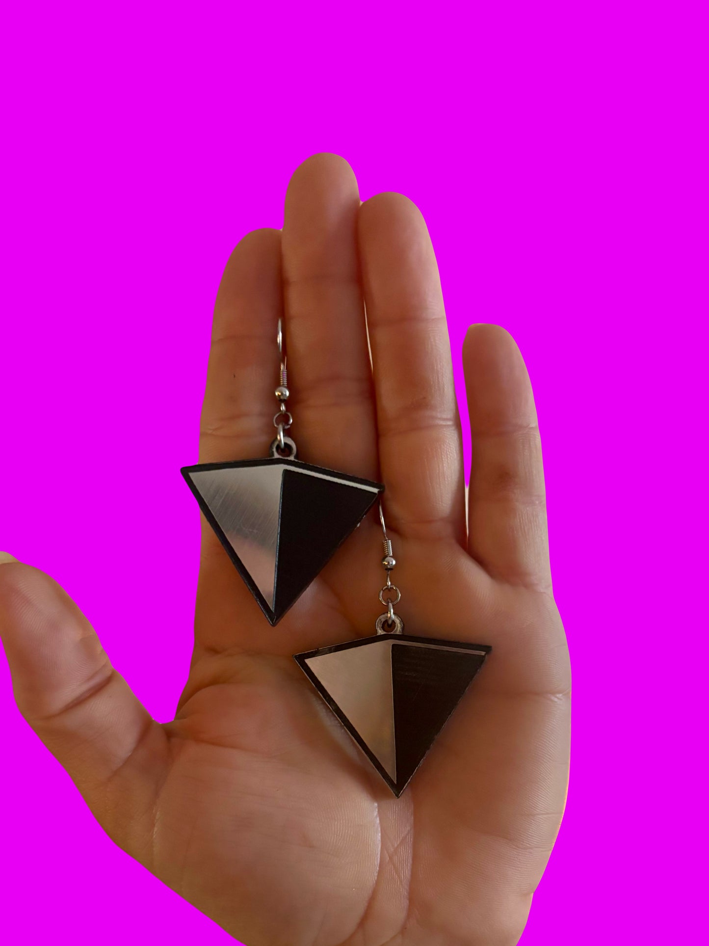 Customizable steel & black edm acrylic earrings