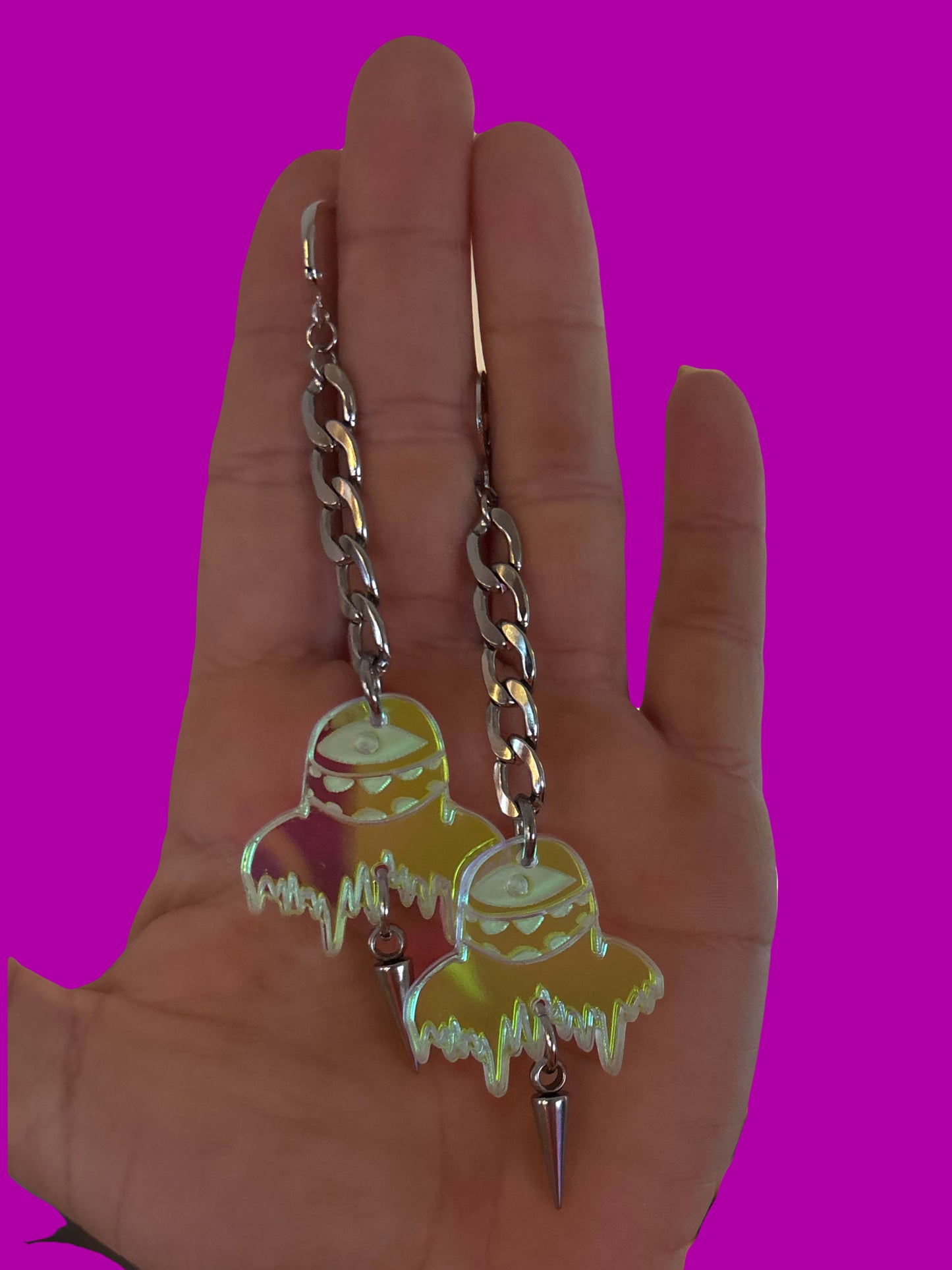 Customizable Subtronics stainless steel & acrylic studded chain link earrings
