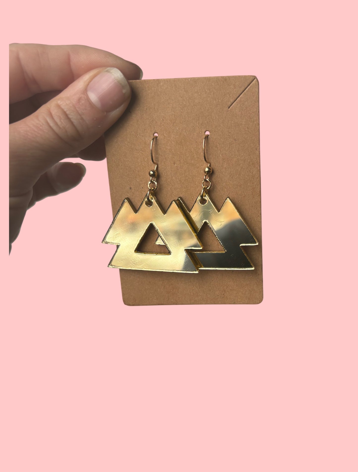 Customizable gold mirror artist inspired acrylic earrings