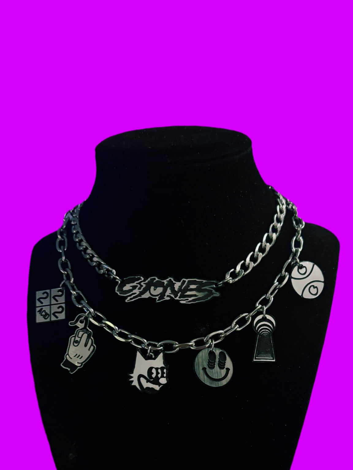 G Jones inspired charm necklace stack