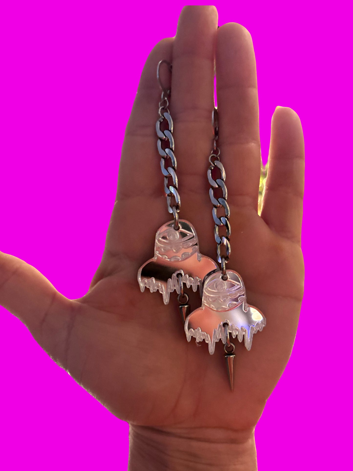 Customizable Subtronics stainless steel & acrylic studded chain link earrings