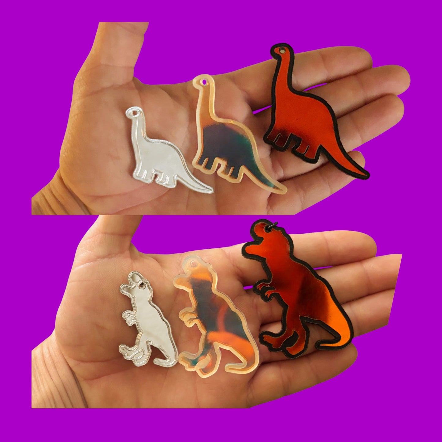 Customizable dino clip on acrylic charms