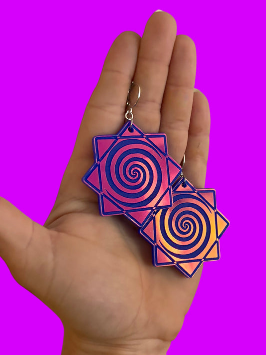 Customizable iridescent/holographic flowstar earrings