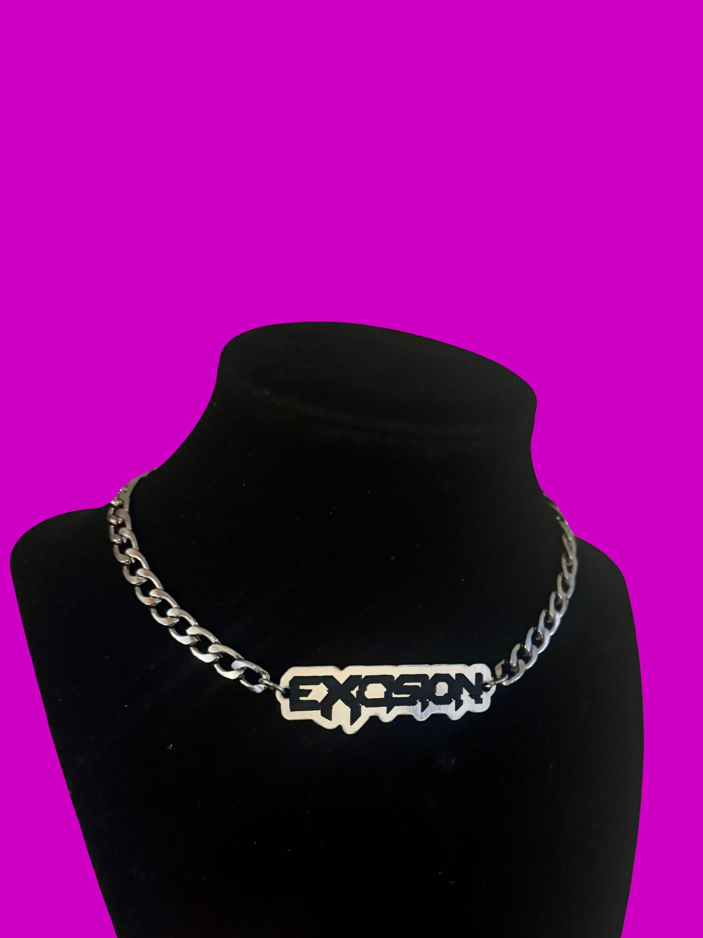 Customizable stainless steel & acrylic nameplate necklace