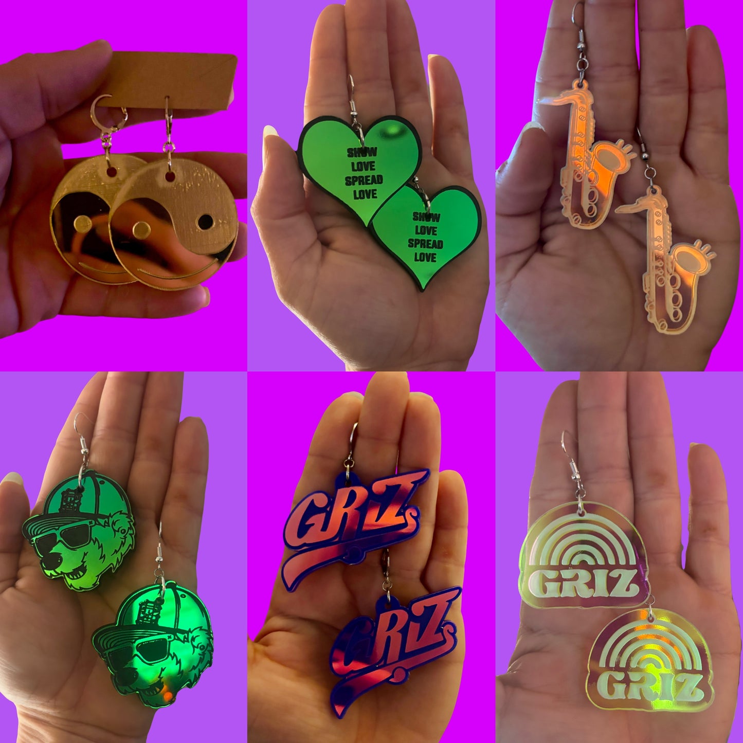Griz inspired customizable acrylic earrings