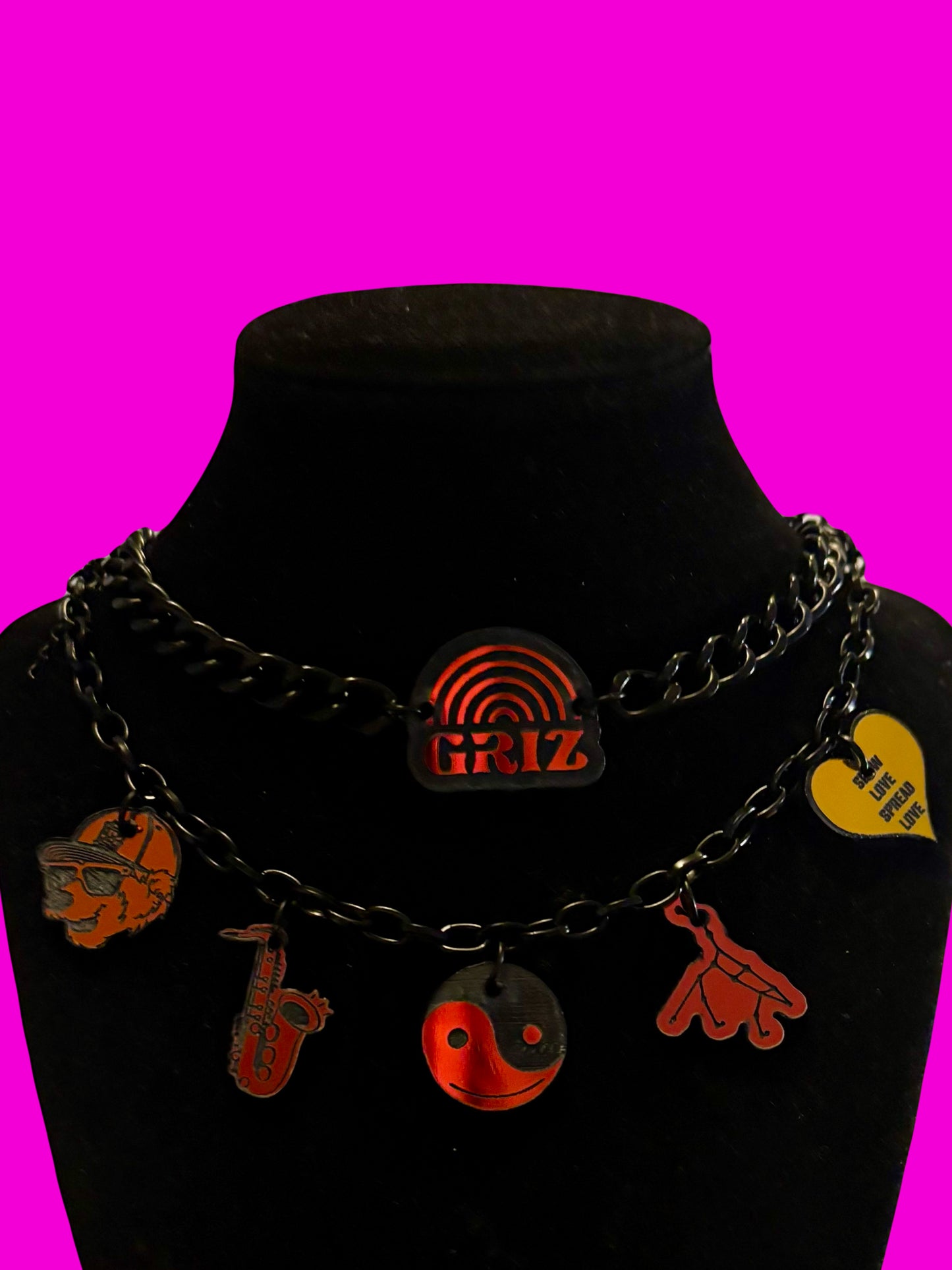 Griz charm necklace stack