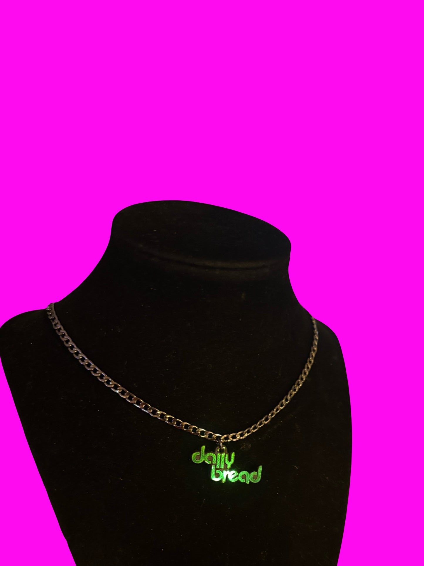 Daily bread stainless steel word necklace