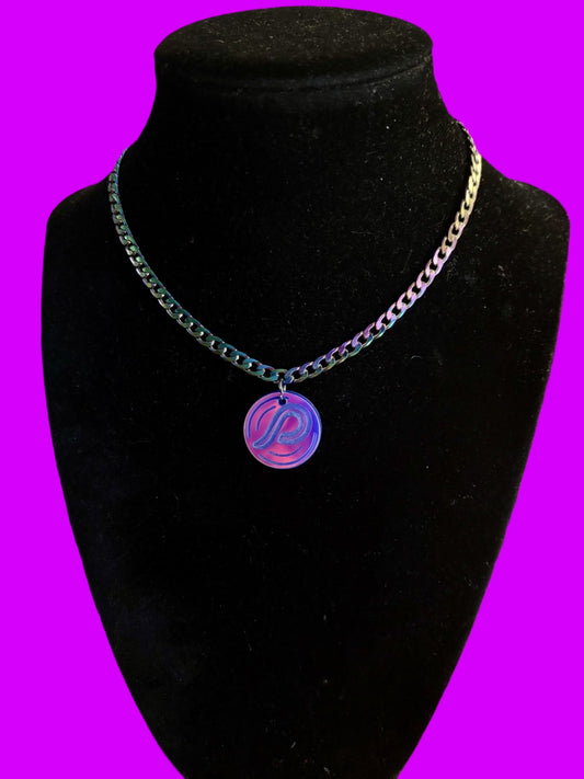 Custom violet holographic unisex basic stainless steel necklace