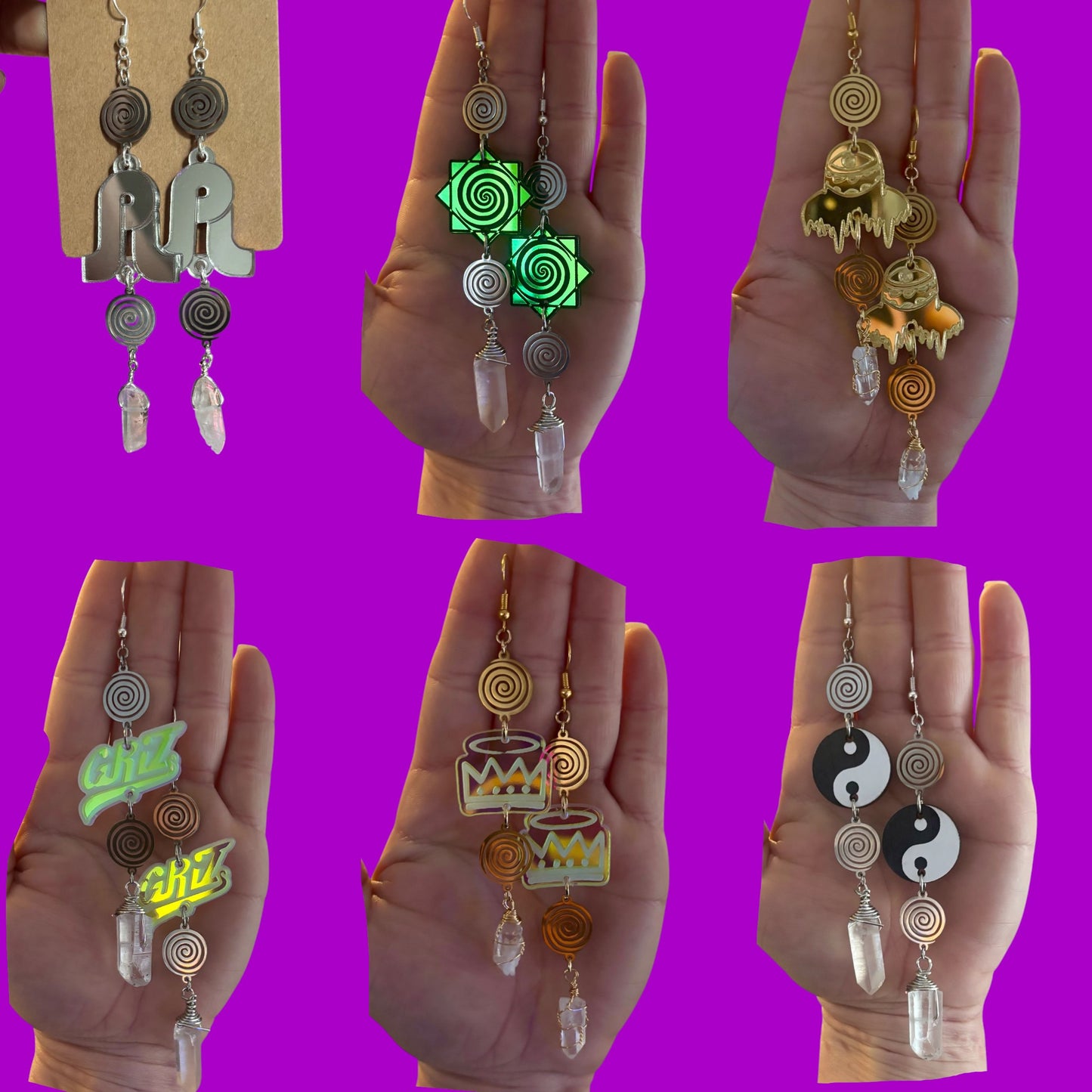 Custom acrylic swirl earrings