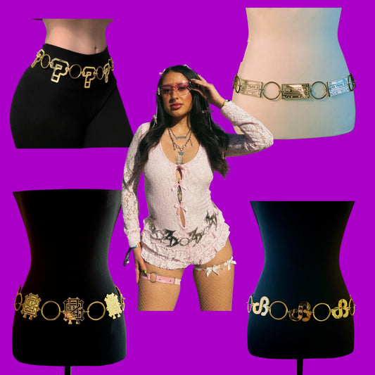 Custom silver/gold mirror reflective acrylic metal ring belt