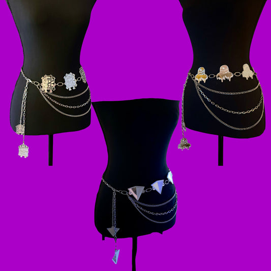 Custom stainless steel & mirror acrylic chain belt
