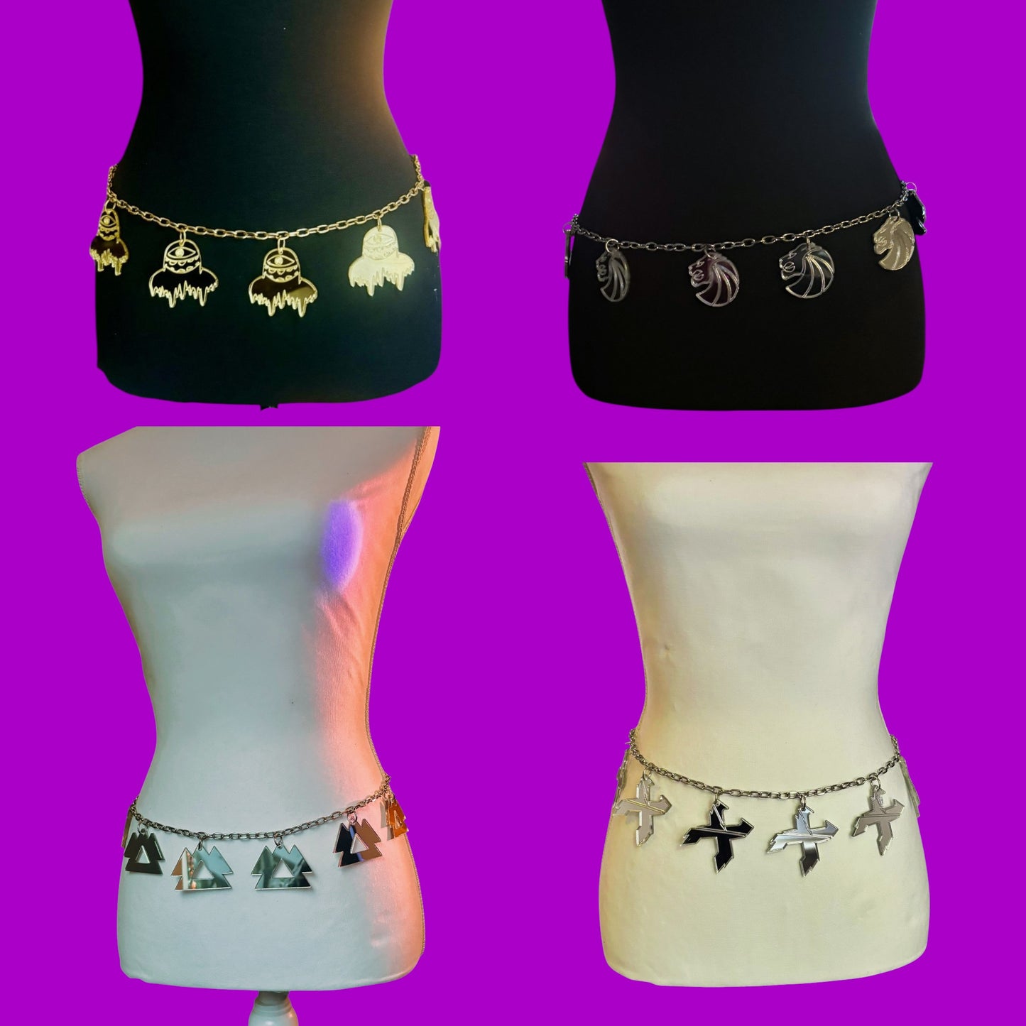 Custom stainless steel & mirror acrylic chain belt!