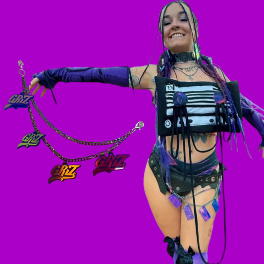 Custom violet holographic stainless steel/acrylic chain