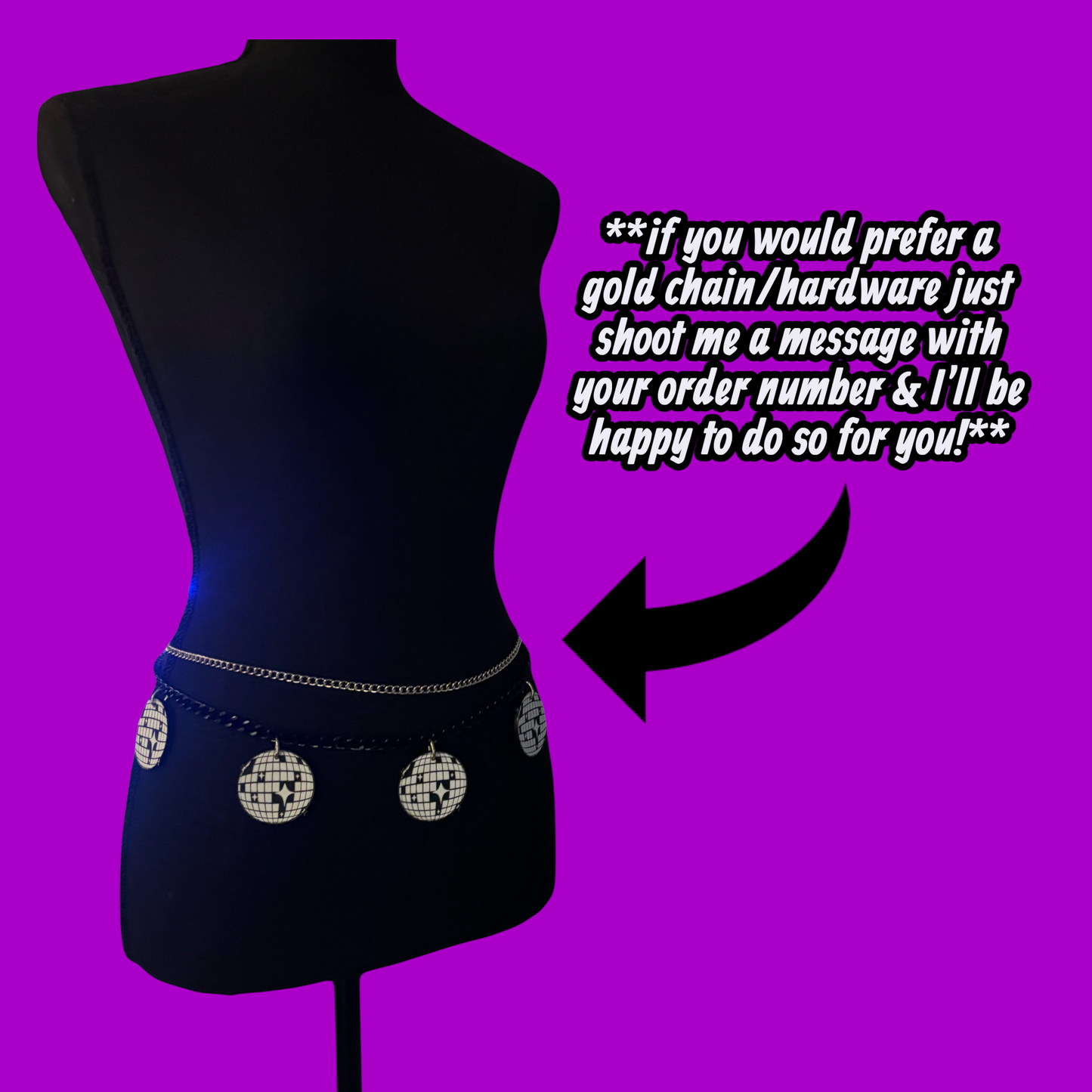 Custom Black and White acrylic chain belt