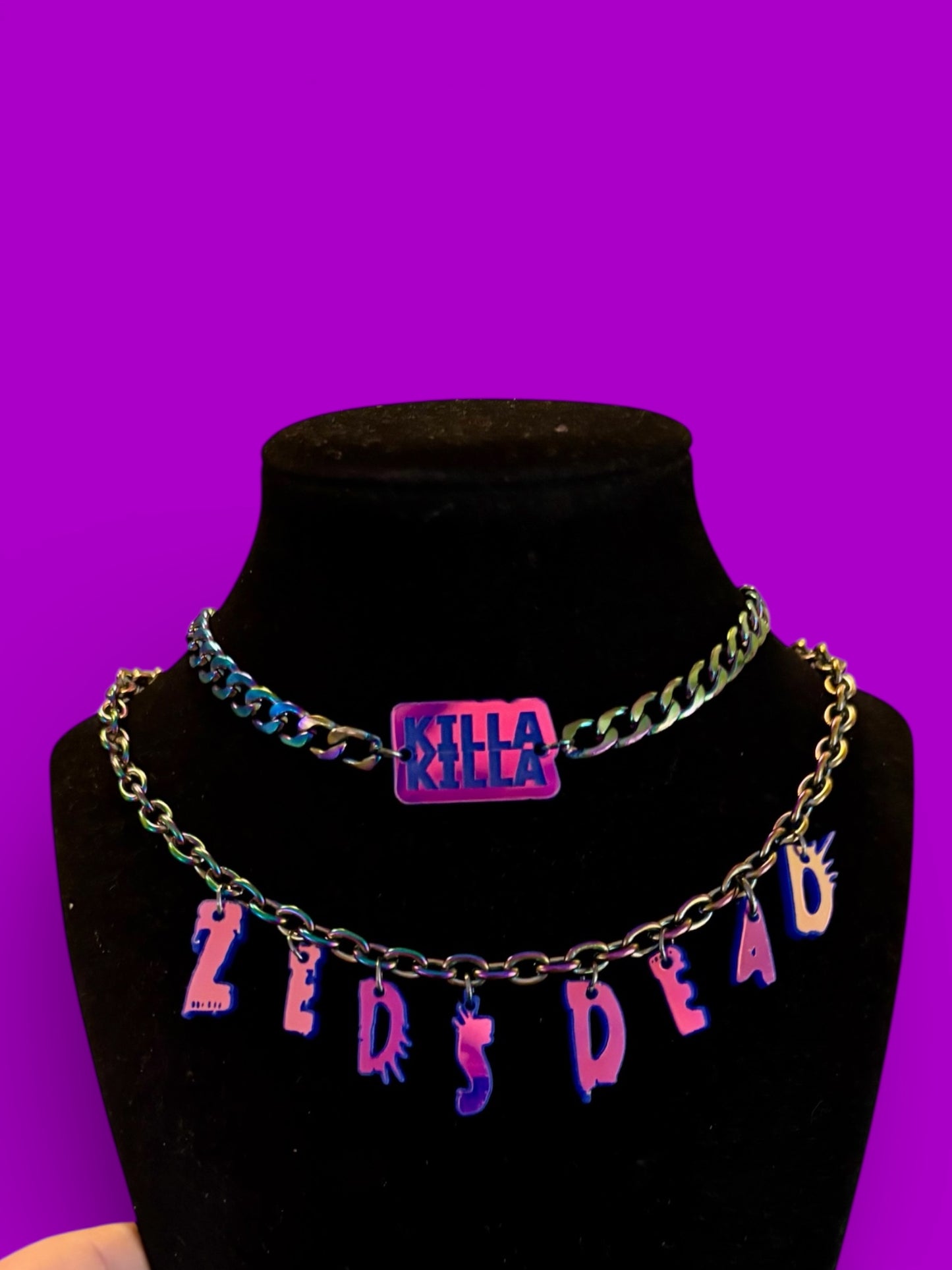 KILLA KILLA customizable stainless steel & acrylic necklace stack