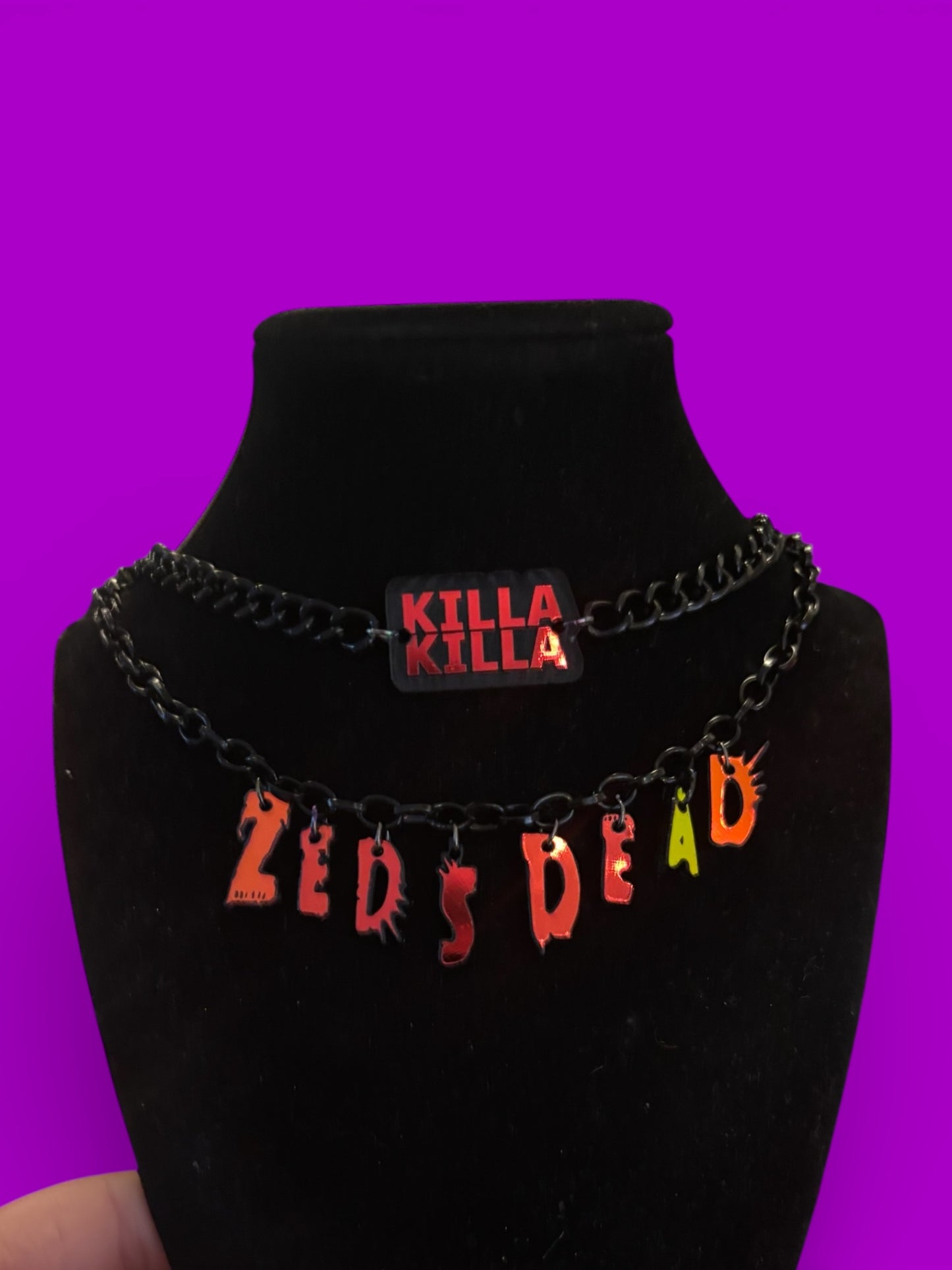 KILLA KILLA customizable stainless steel & acrylic necklace stack