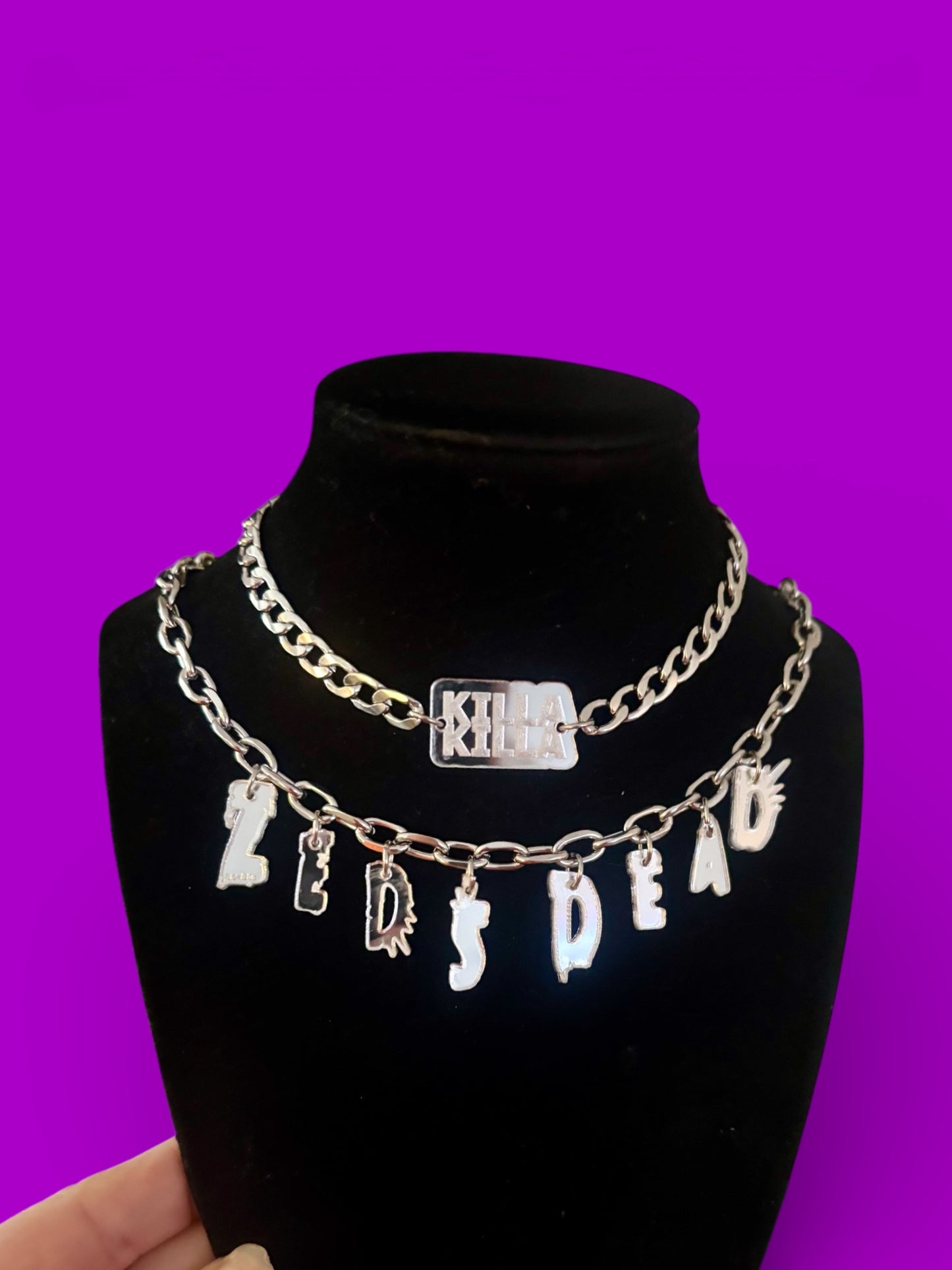 KILLA KILLA customizable stainless steel & acrylic necklace stack