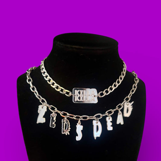 KILLA KILLA customizable stainless steel & acrylic necklace stack