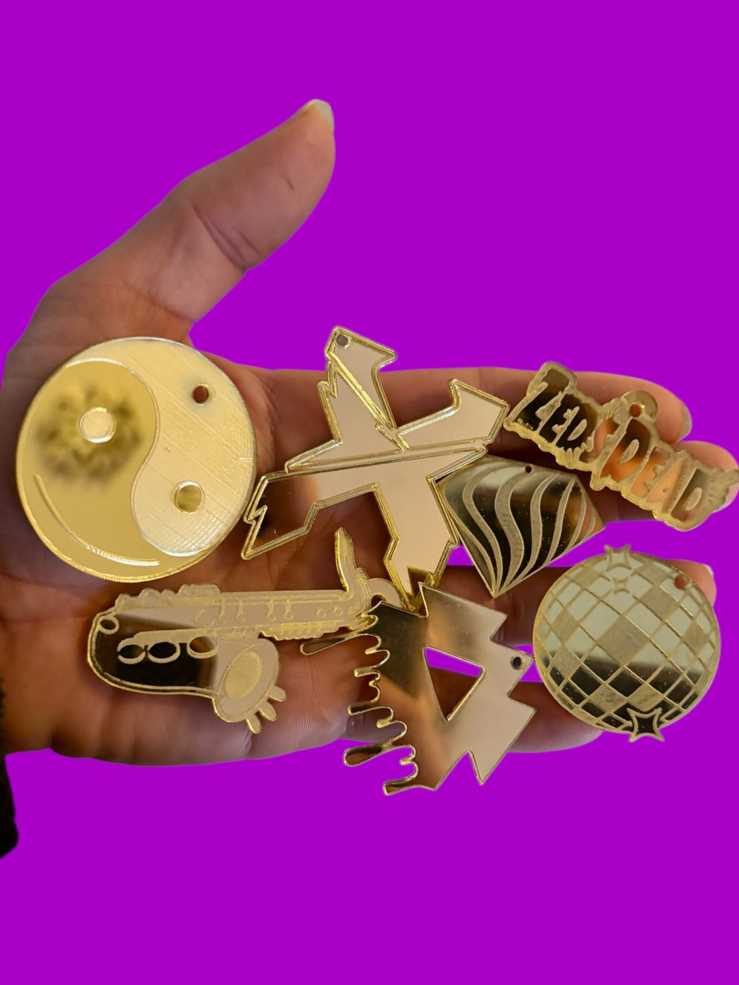 Customizable mirror acrylic clip on charms