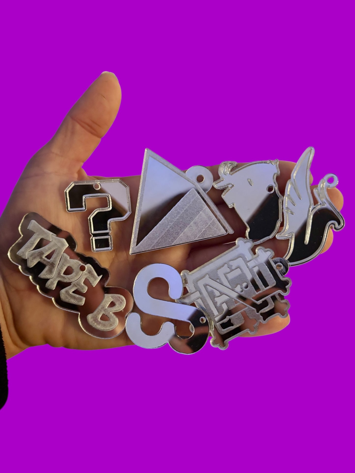 Customizable mirror acrylic clip on charms