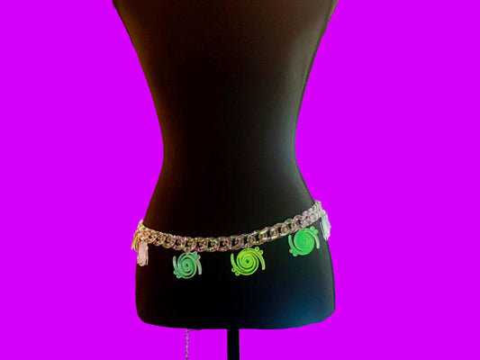 customizable iridescent acrylic chunky chain belt