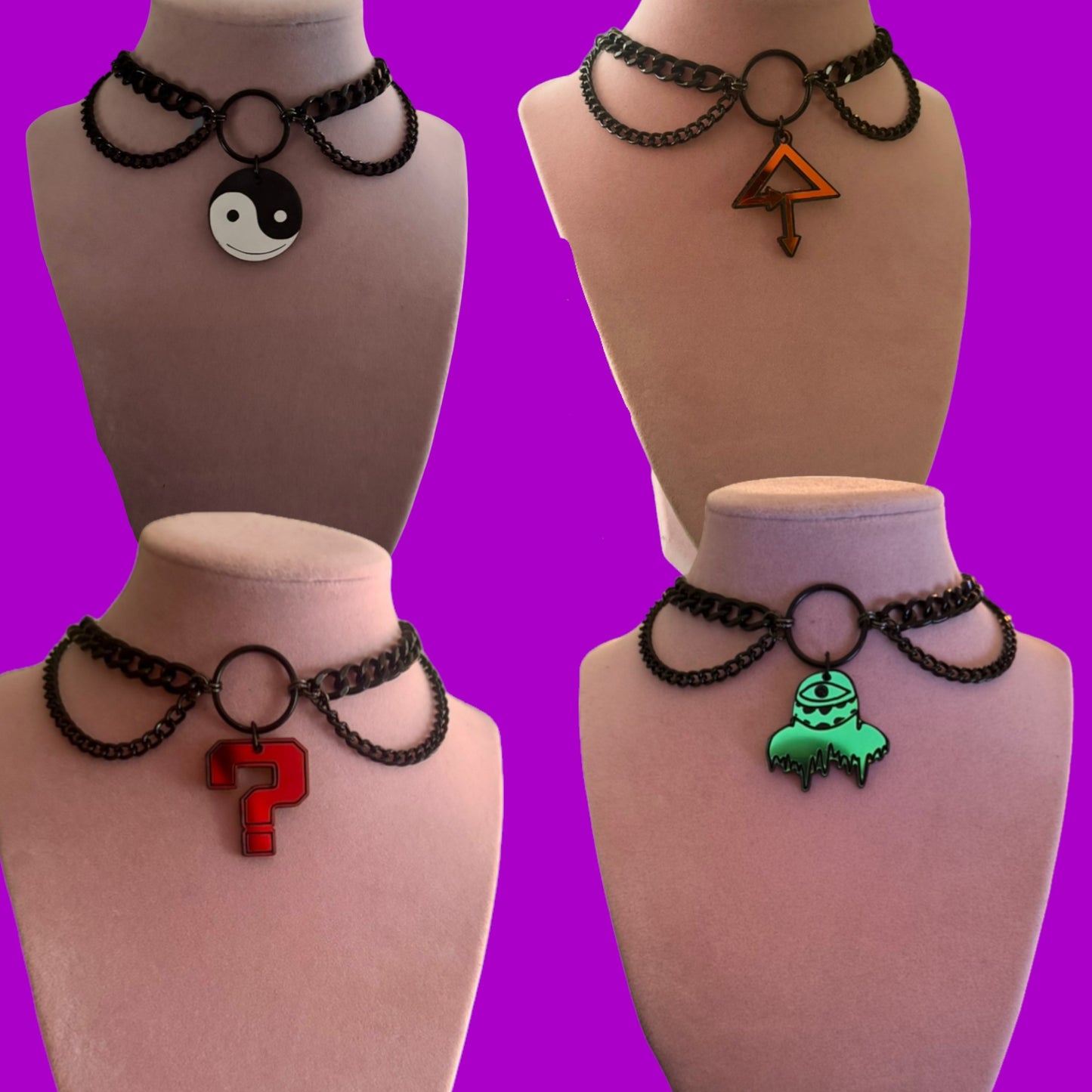 Custom black chain choker necklace