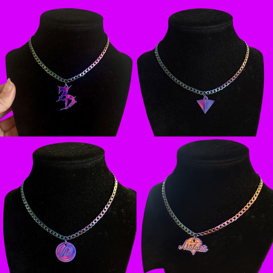 violet holographic basic stainless steel necklace