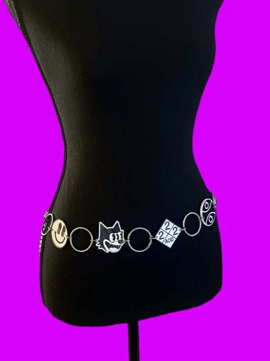 G Jones inspired multi logo ring belt