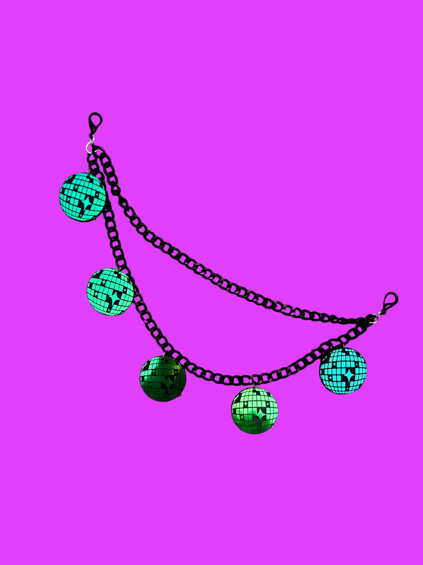 Customizable black chain belt loop chain-midnight holographic, teal holographic, or black and white charms!