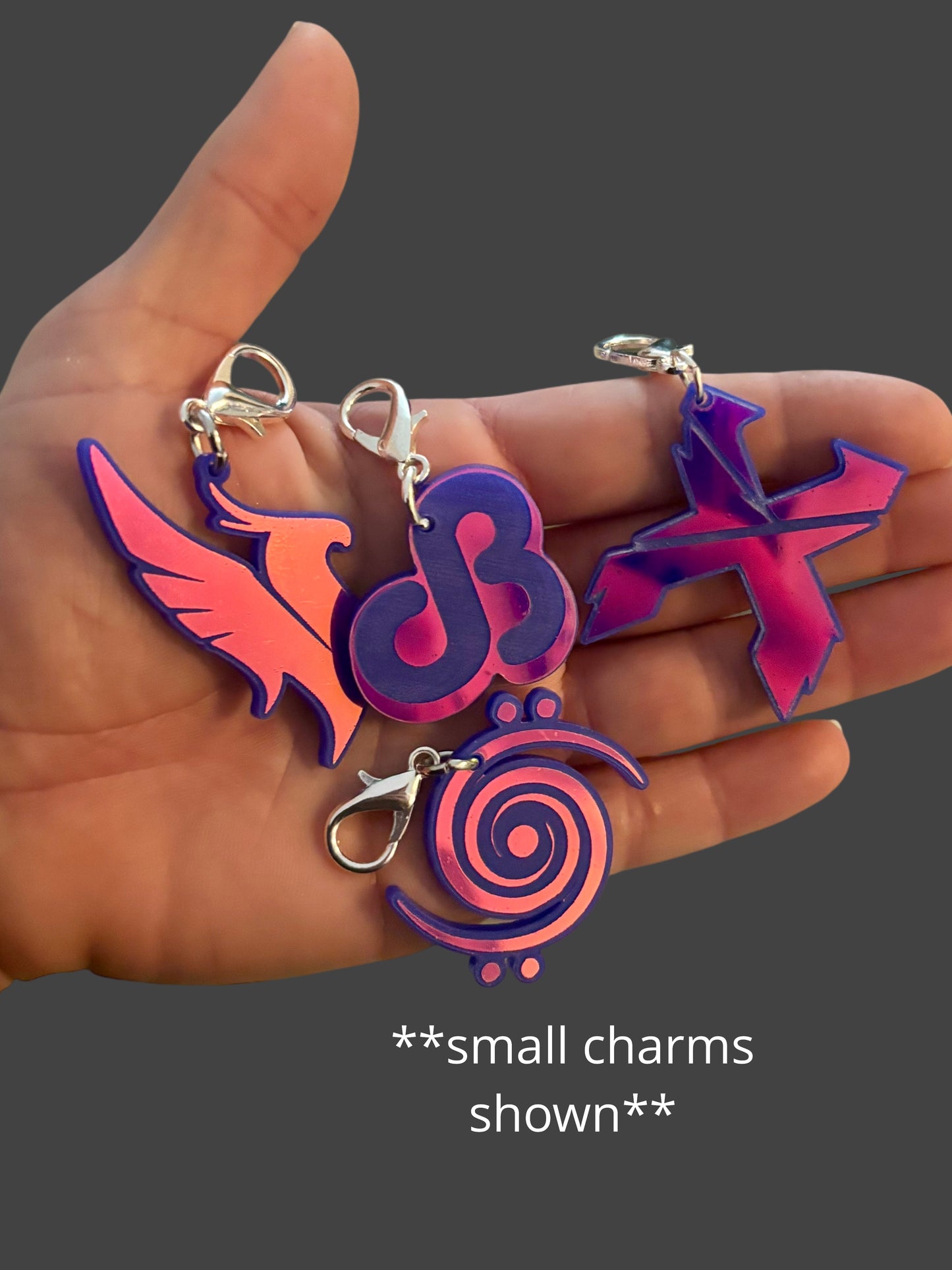 Customizable violet holographic acrylic artist charms