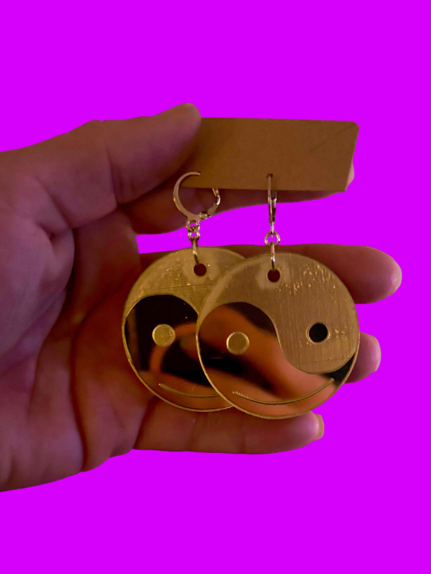 Yin yang smiley earrings