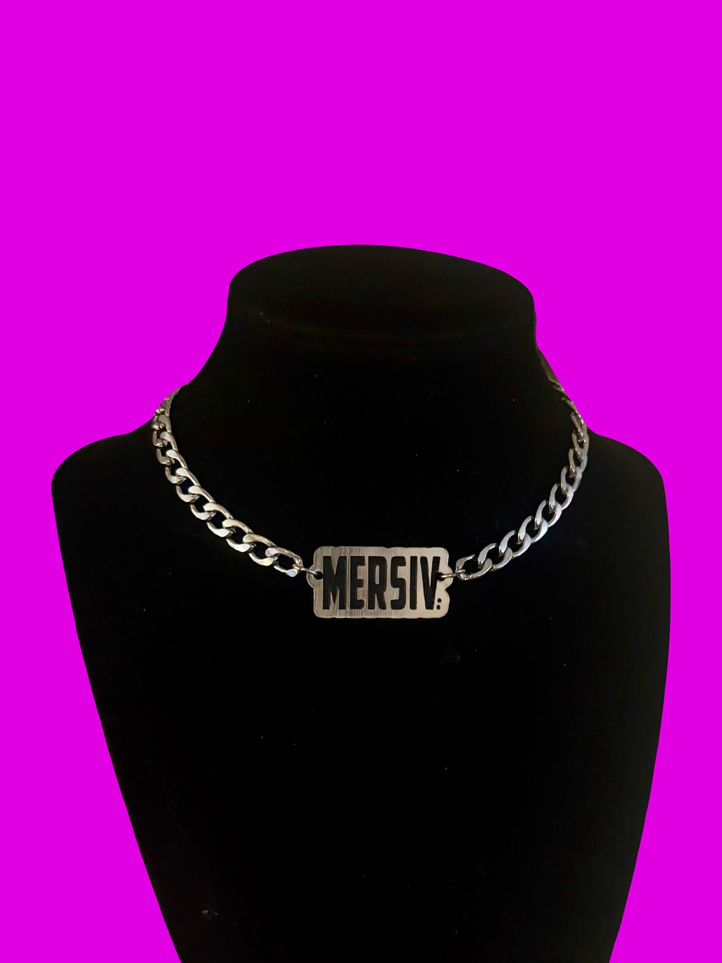 Customizable stainless steel & acrylic nameplate necklace