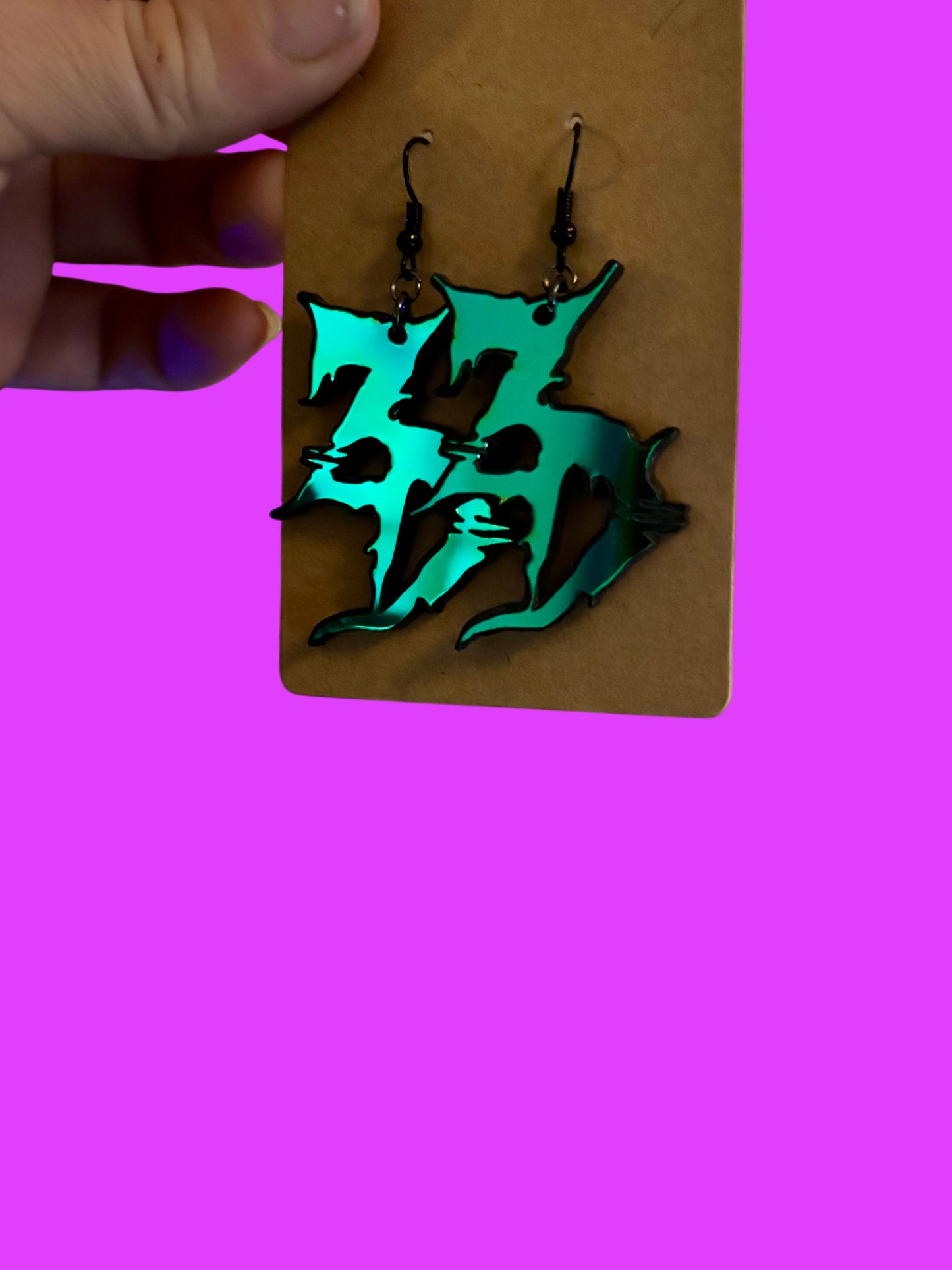 Customizable teal/pine/blue holographic acrylic earrings