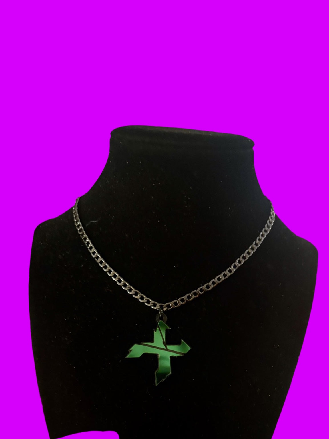 teal holographic unisex basic stainless steel necklace