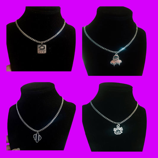 steel and black basic stainless steel unisex necklace