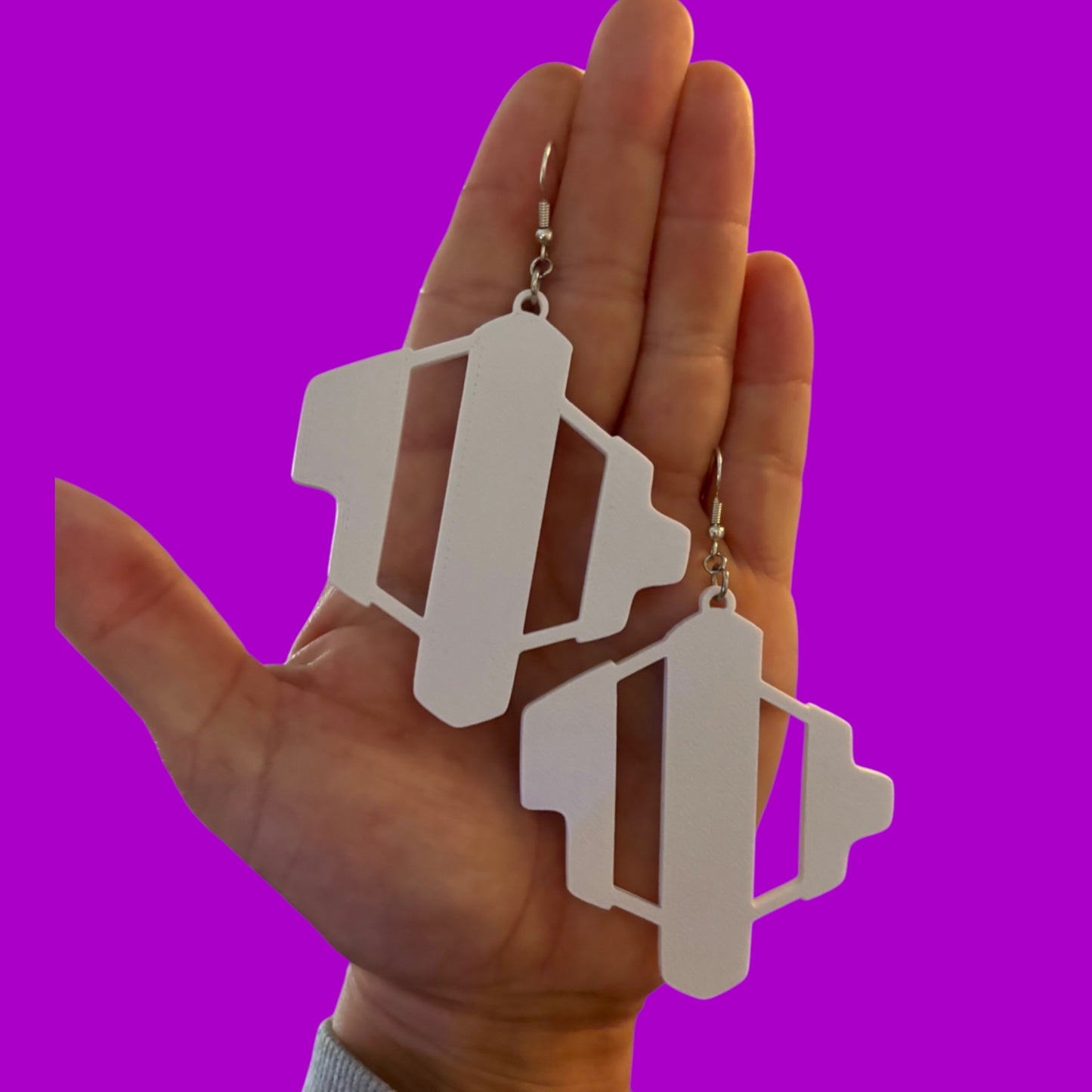 Large white 3d printed Jade earrings
