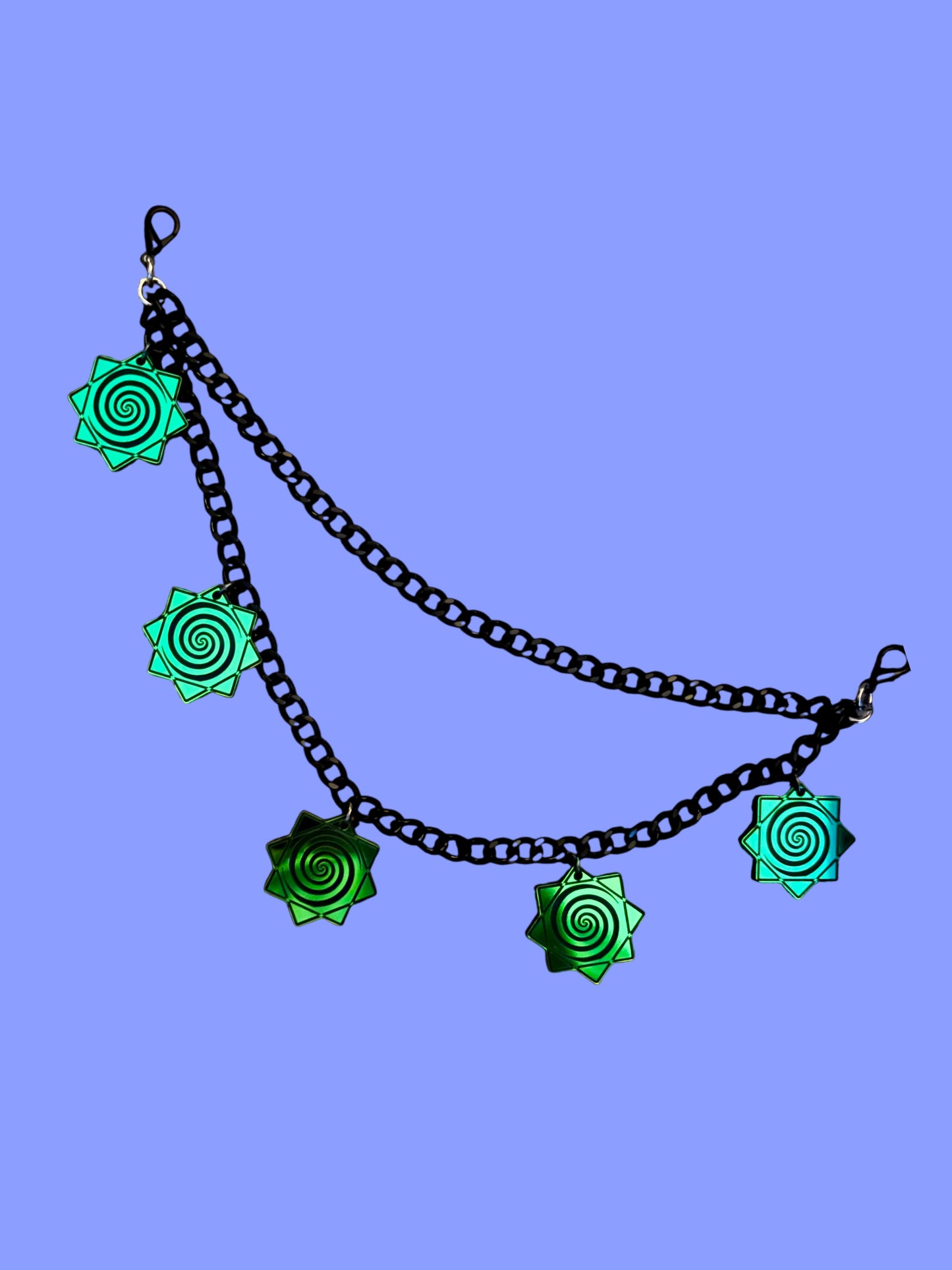 Customizable black chain belt loop chain-midnight holographic, teal holographic, or black and white charms!