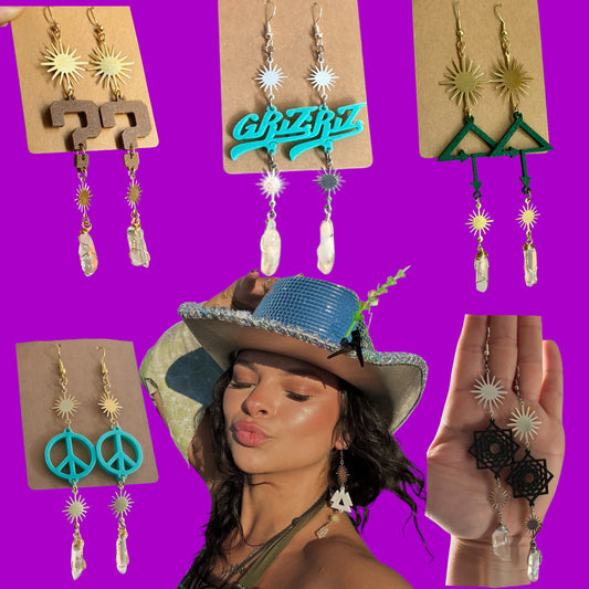 Custom 3d print sparkle crystal earrings